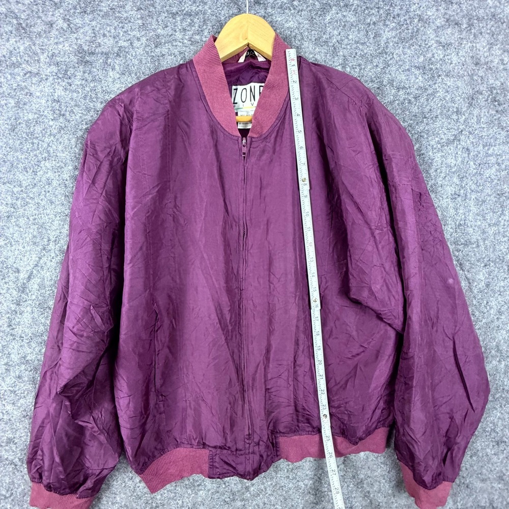 Vintage Zone Five Silk Tracksuit Jacket Mens Small Plum 90s Windbreaker Full Zip - Picture 4 of 7